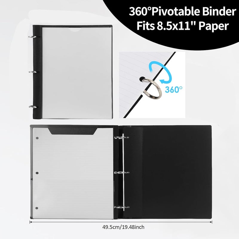 Tashkummy 360 Degree Pivotable Binder, Upgraded 3 Ring Binder 1 inch, Flexible Binders 3 Ring, Foldable Three Ring Binders- White - Image 5